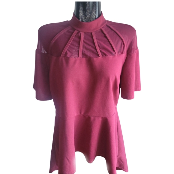 Shein Burgundy Short Sleeve Top 2X - Picture 1 of 5